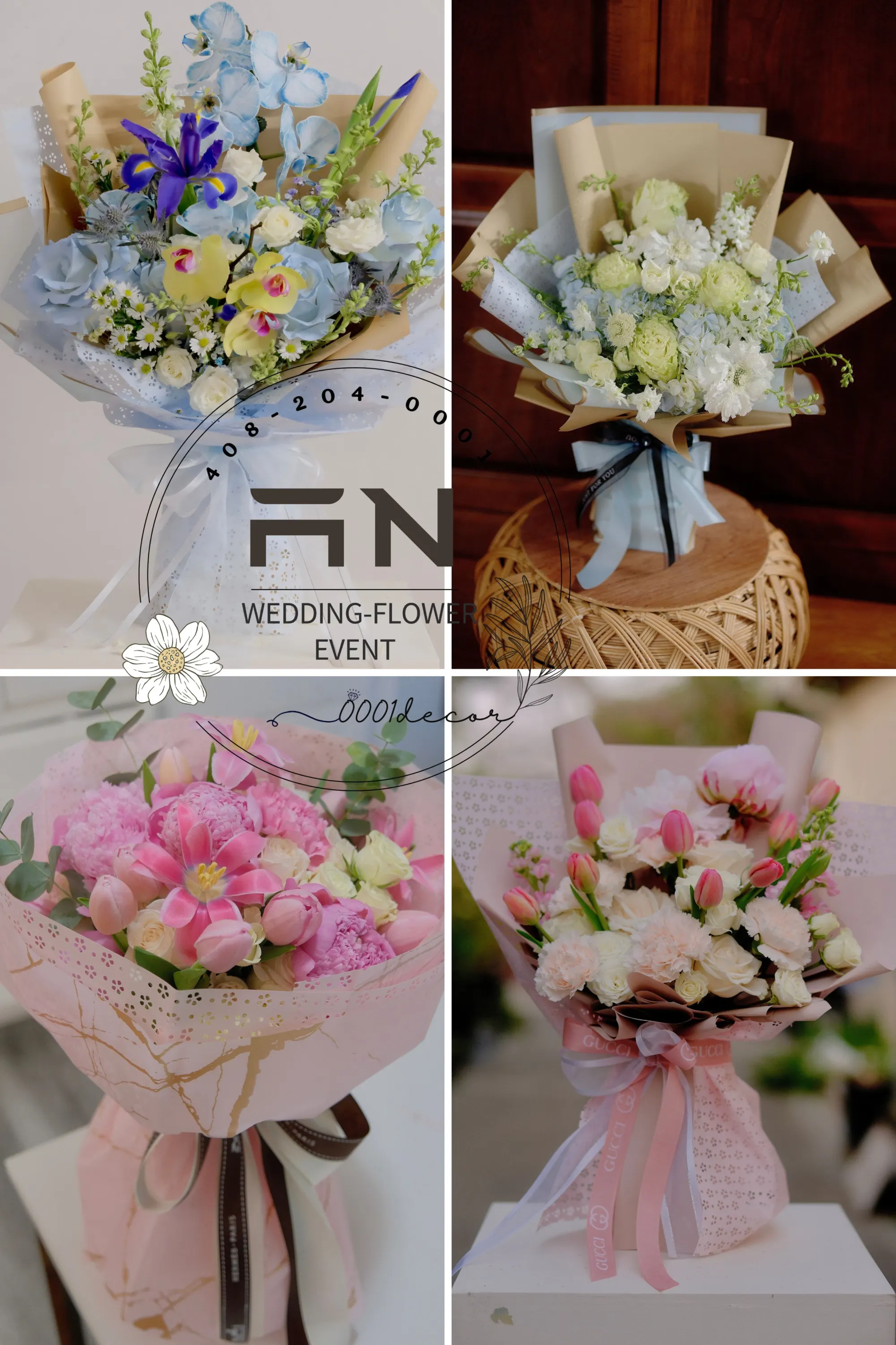 Wedding bouquet flowers San Jose Bay Area – 0001Decor LLC